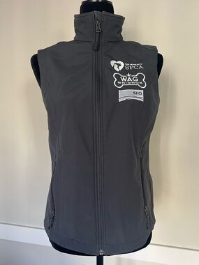 Wag Brigade SFO Airport San Francisco SPCA Gray Women Softshell Vest Jacket Sz S